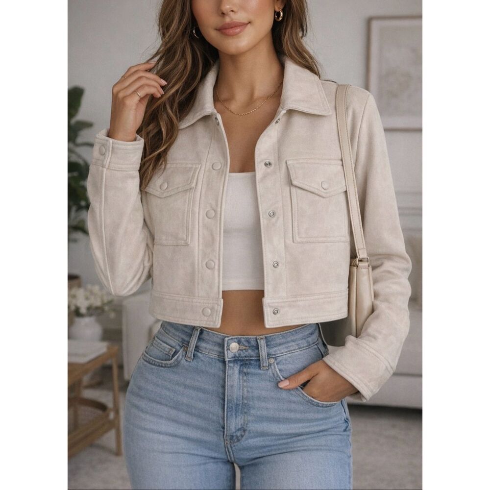 Truth by Republic Faux Leather Cropped Jacket Size S